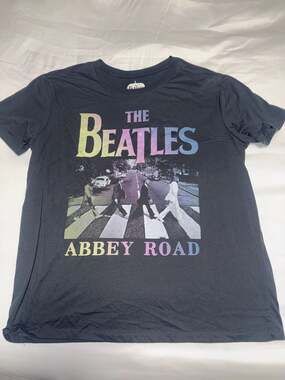 The Beatles Abbey Road Rainbow Pastel Graphic T-Shirt with Rhinestone Accents